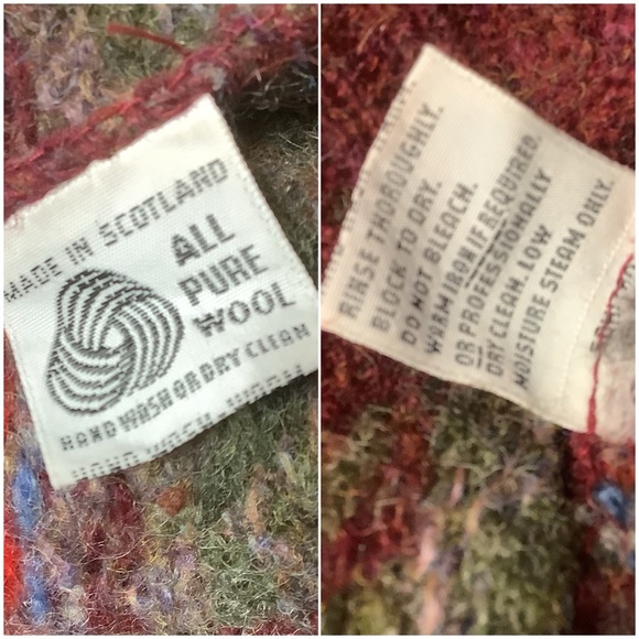 Burberrys Made in Scotland Fair Isle Wool Shawl Collar Sweater L Vintage 70s-80s - Picture 11 of 15